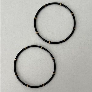 Chic Black Bamboo Look Bangkes with Gold Detailing